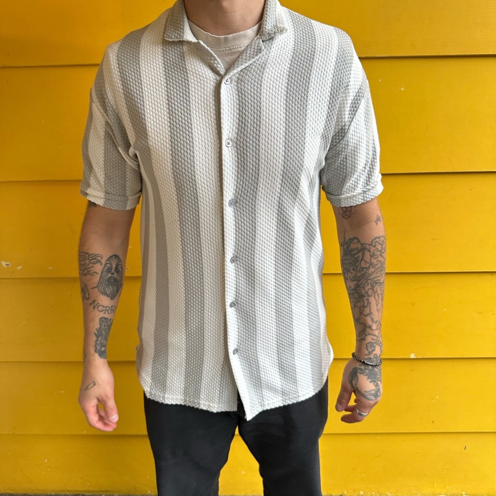 Men's Casual Striped Shirt - White